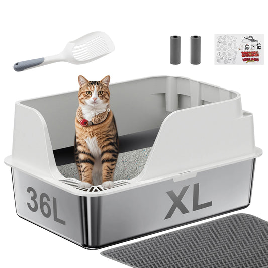 Stainless Steel Cat Litter Box With Splash Proof And Leak Proof