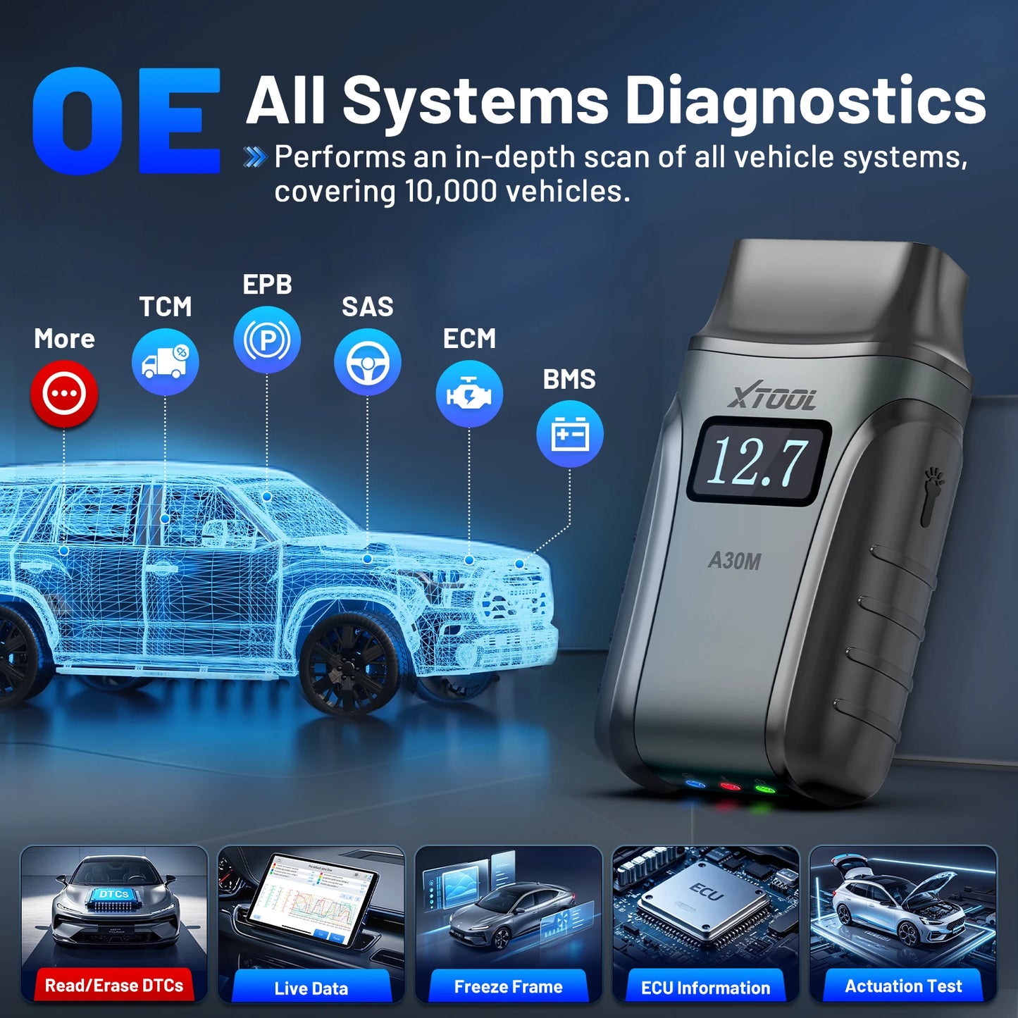 XTOOL A30M Car Diagnostic Tool Full System Bidirectional OBD2 Scanner