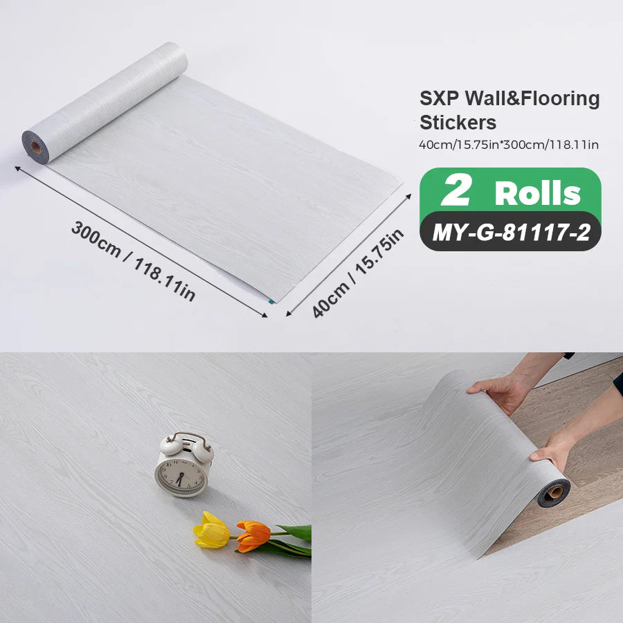 Self-Adhesive Wall and Floor Sticker Wood Grain Marble Design Wallpaper