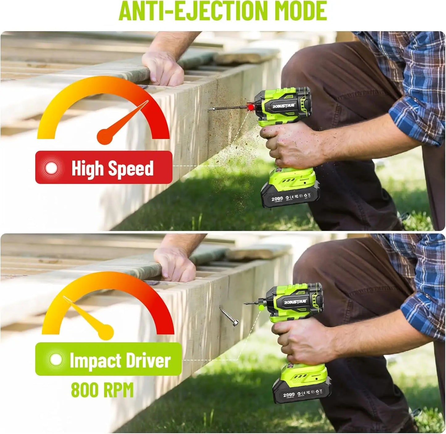 Cordless 21V Impact Driver Brushless 2.0Ah Battery