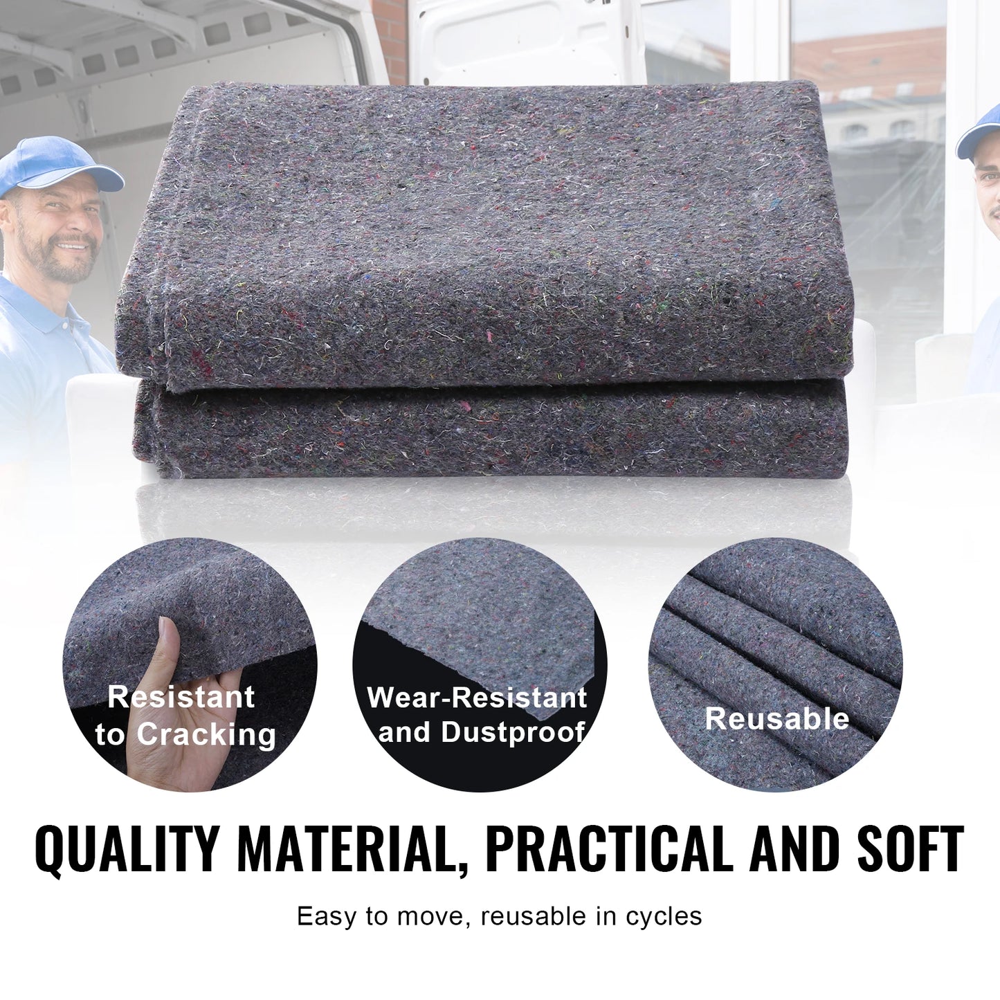 SucceBuy Heavy Duty Moving Blankets Recycled Cotton Furniture Packing Protection