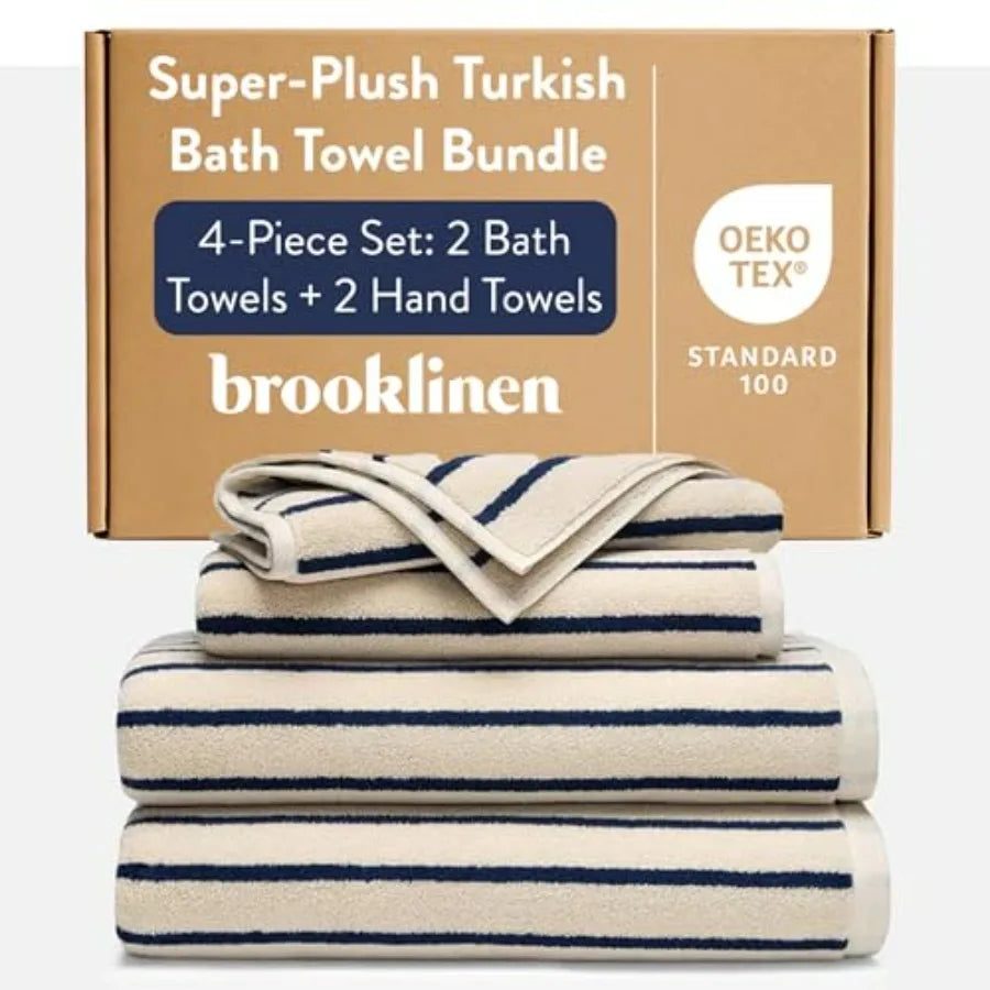 Striped Turkish Cotton Bath Hand Towel Set Super Absorbent