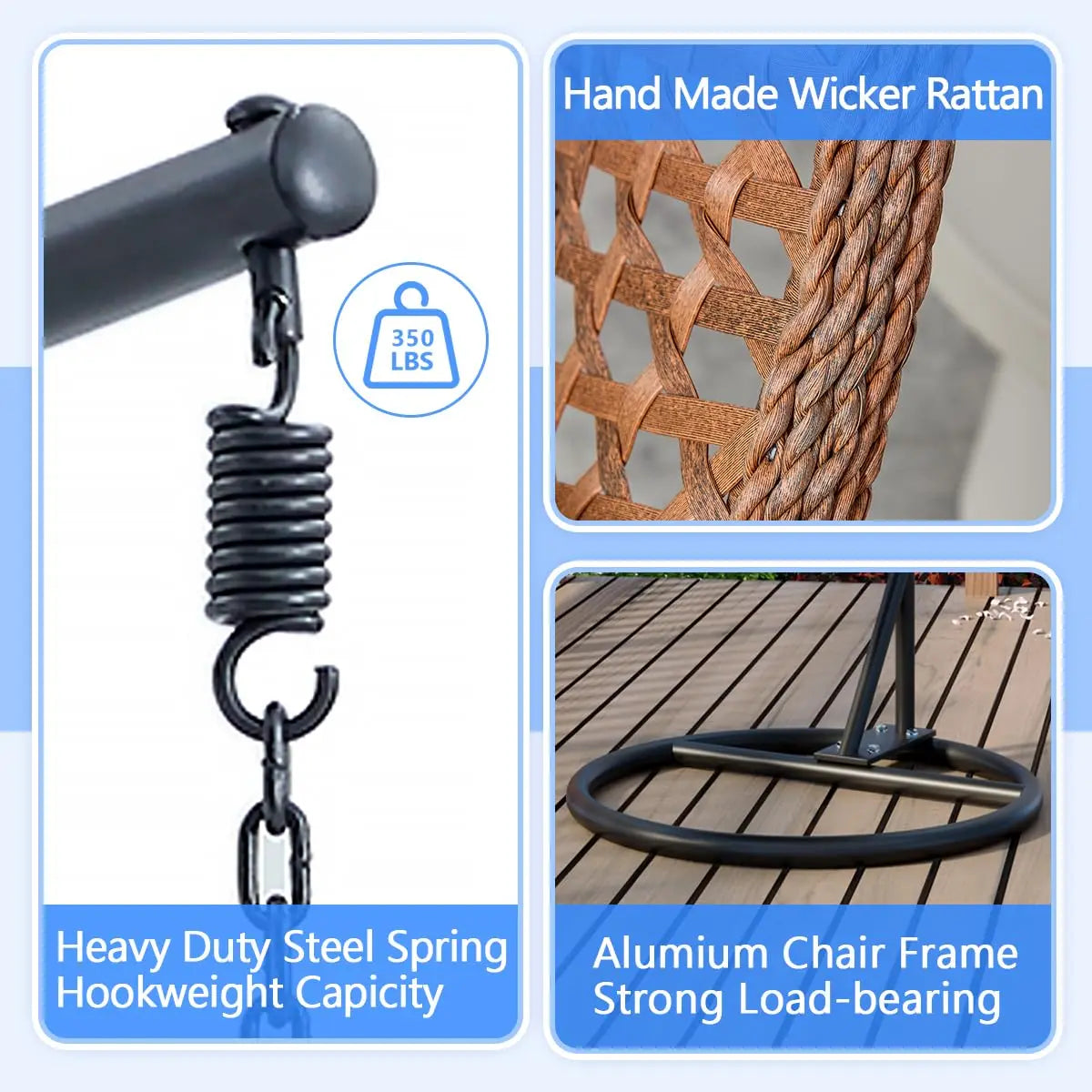 Egg Swing Chair With Stand Indoor Outdoor Hammock Basket