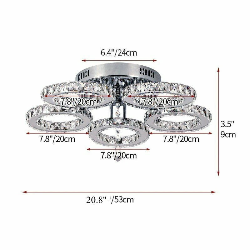 Crystal LED Ceiling Lamp With Remote Control Pendant Chandelier