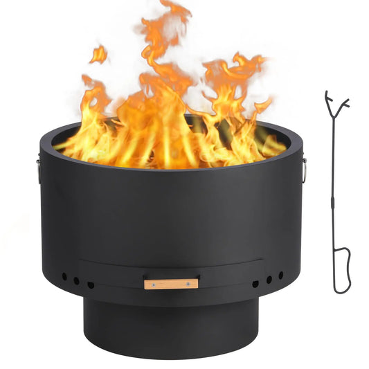 Smokeless Wood Burning Fire Pit With Ash Pan Lid Poker