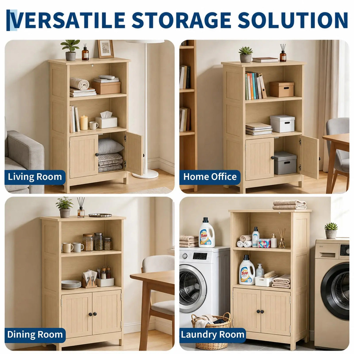 HiMISS Farmhouse Bathroom Storage Cabinet With Adjustable Shelves