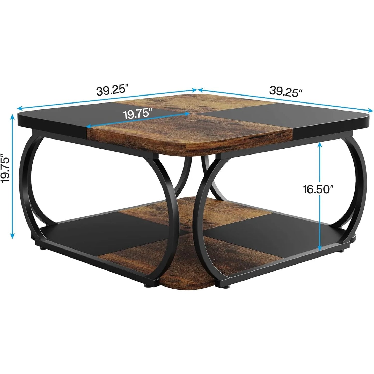 Little Tree Square Coffee Table With Two Tiers Wood Storage