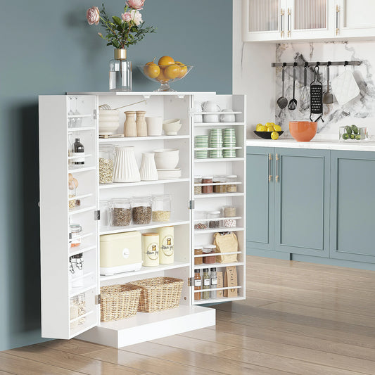 HOMCOM Modern Freestanding Kitchen Pantry Storage Cabinet With Adjustable Shelves