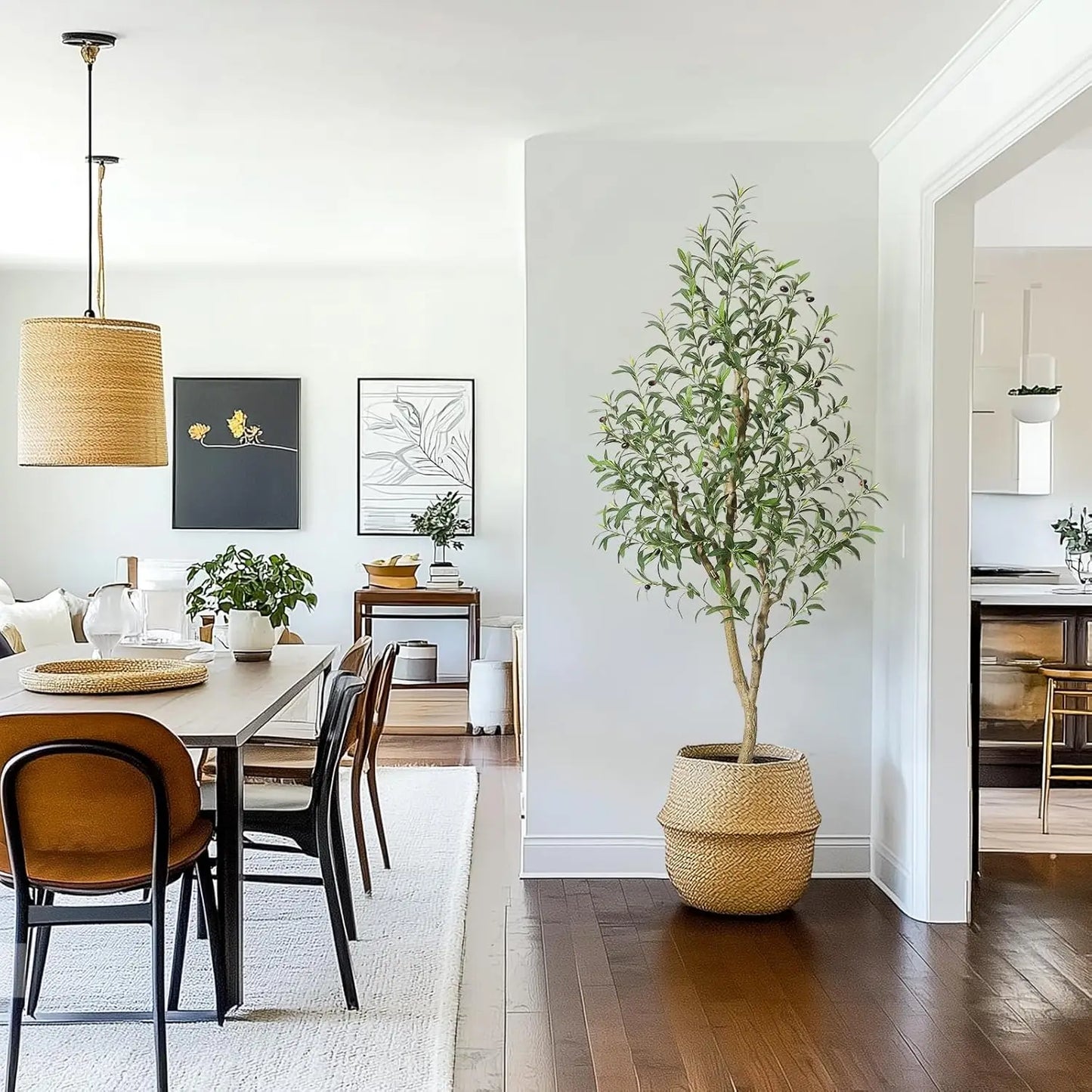 Himiss Artificial Olive Tree With White Planter