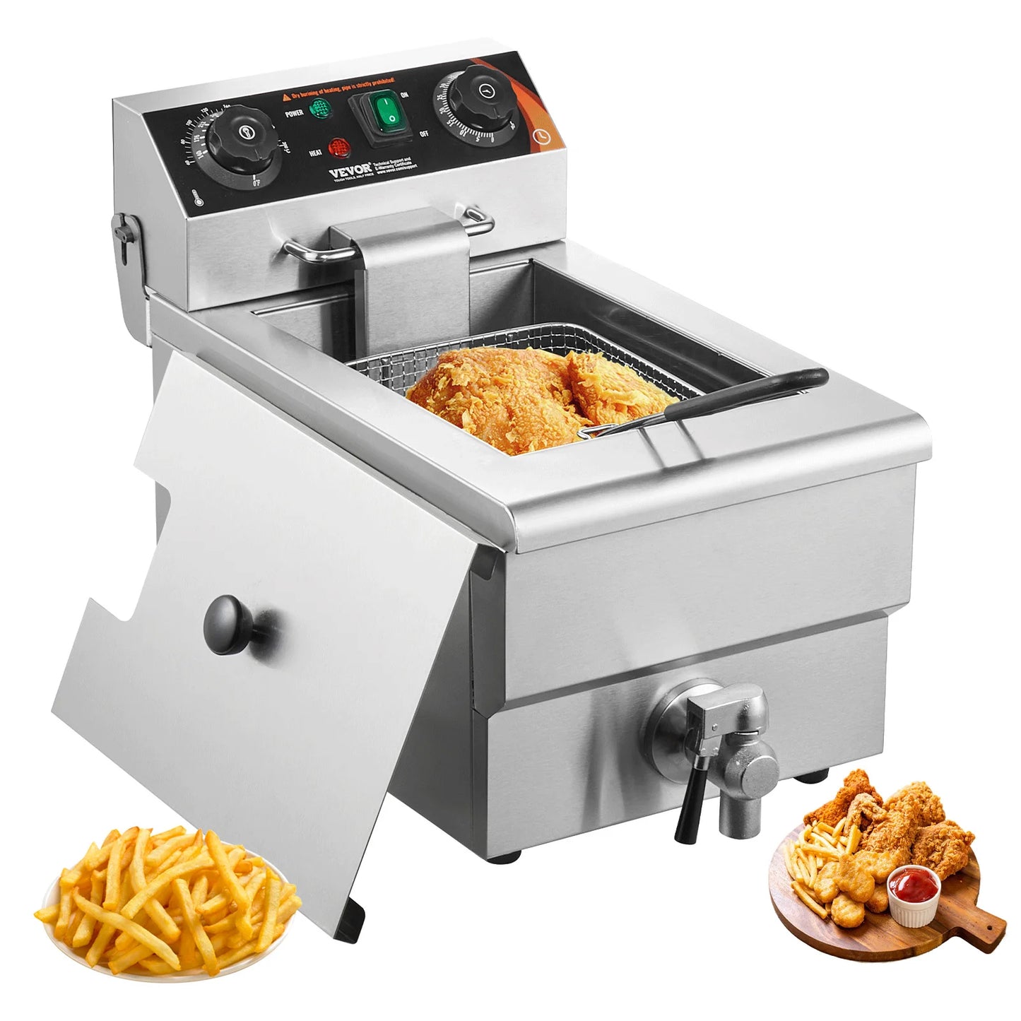 SucceBuy Commercial Electric Countertop Deep Fryer With Basket