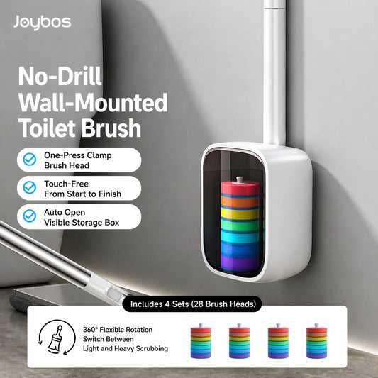 Joybos Wall Mounted Toilet Brush Set With 28 Replaceable Heads