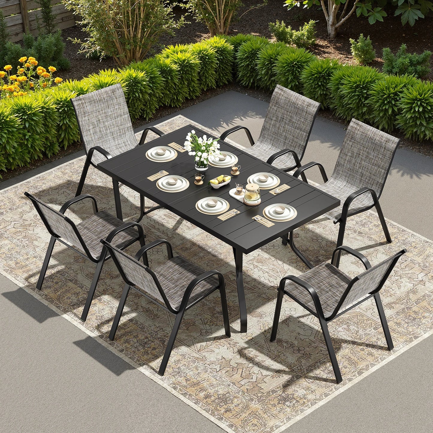 Farini Outdoor Dining Set For 6 With Table And Chairs