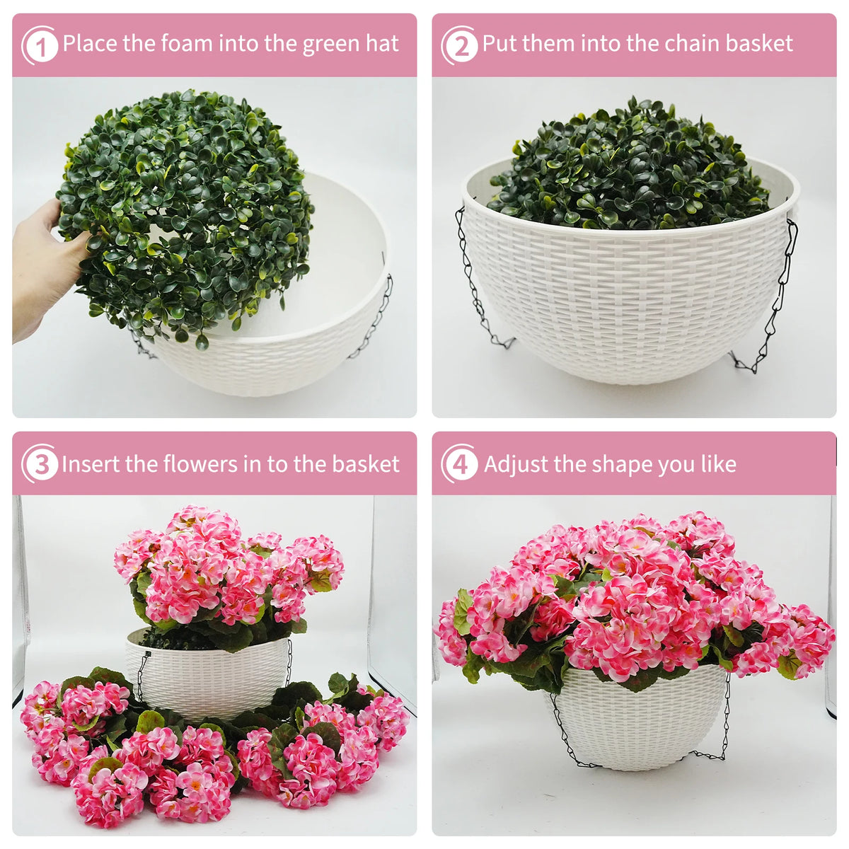 Artificial Geraniums Hanging Baskets For Outdoor Patio Garden Decor