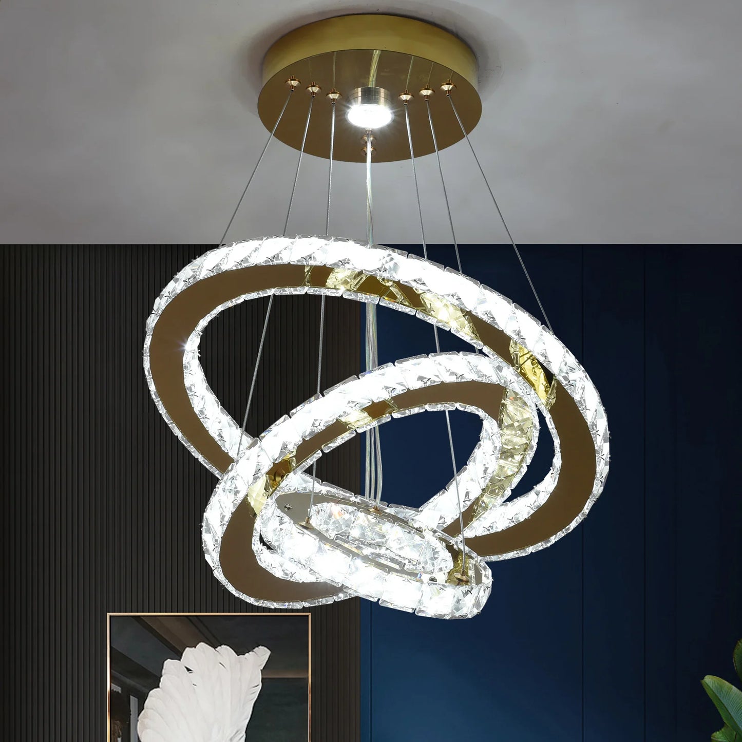 VETRULUS Crystal Chandelier LED Pendant Light For Hall Living Room