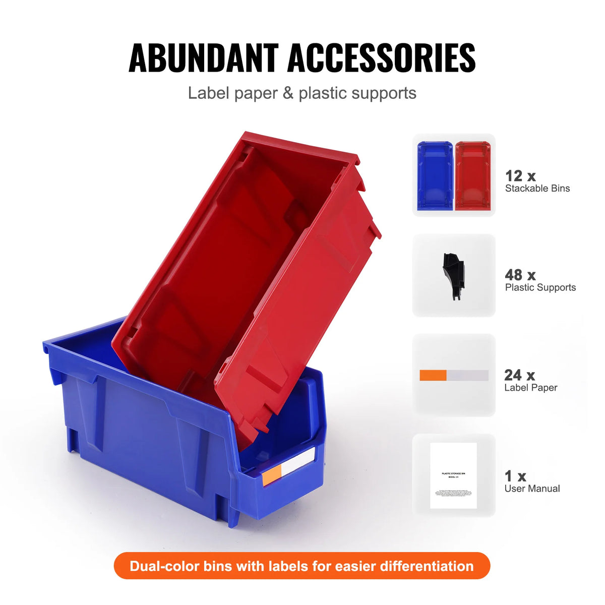 SucceBuy Stackable Plastic Parts Bin Storage Box Organizer Garage Tools