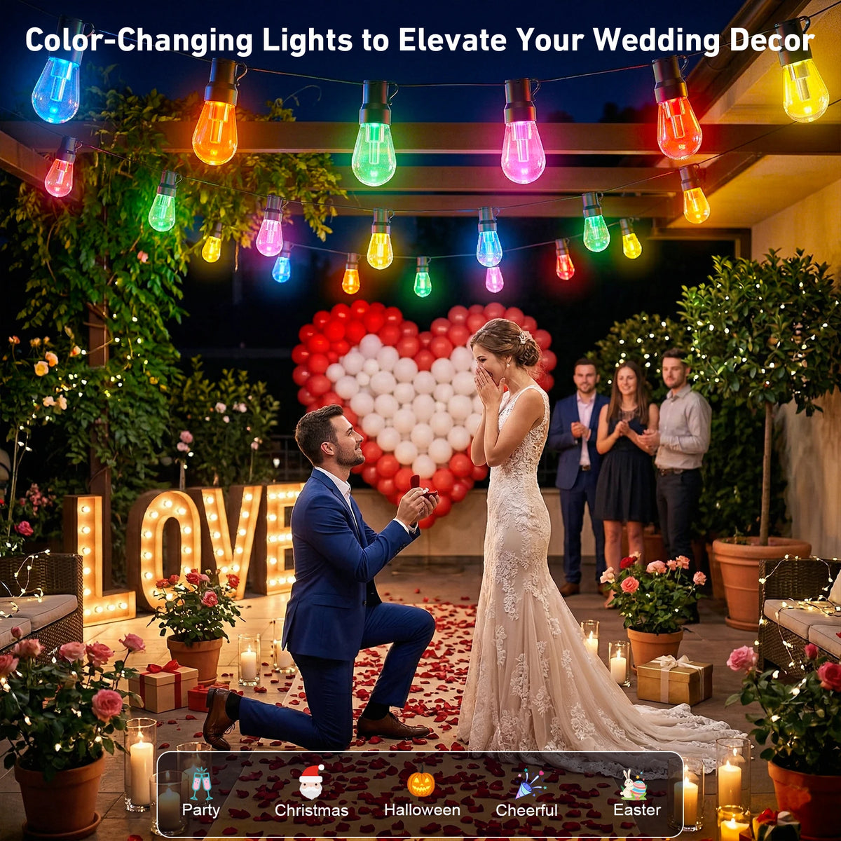 RGB IC Outdoor String Lights Waterproof DreamColor LED Patio Lights