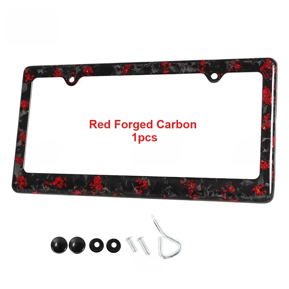 Forged Carbon Fiber License Plate Frame With Screw Caps