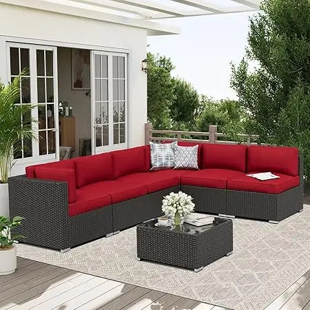 7 Piece Outdoor Patio Furniture Sofa Set Rattan Wicker Table