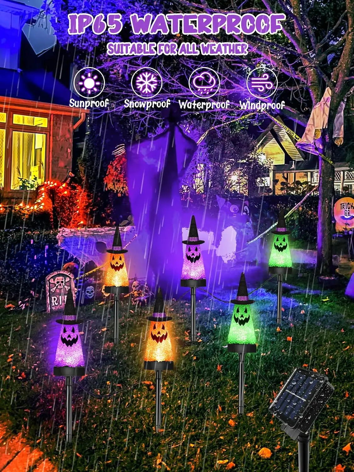 Outdoor Solar Ghost Pathway Lights Waterproof Halloween Decorations