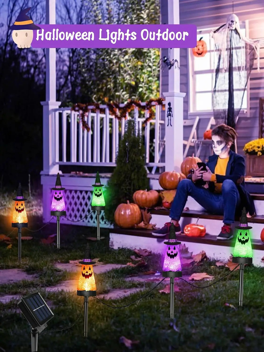 Outdoor Solar Ghost Pathway Lights Waterproof Halloween Decorations