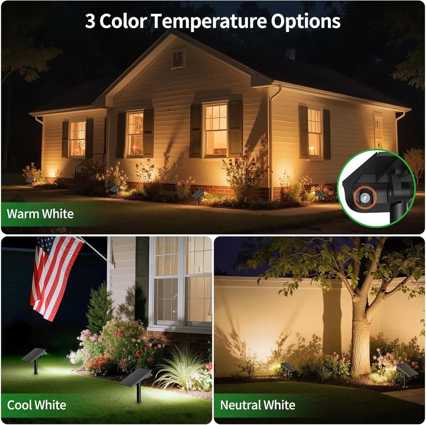 Intelamp Solar Spotlight With Three Lighting Modes For Outdoor Use