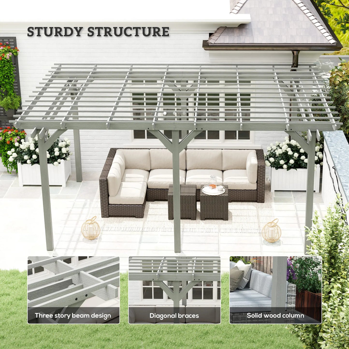 Wooden Pergola Gazebo For Outdoor Use With Stable Construction