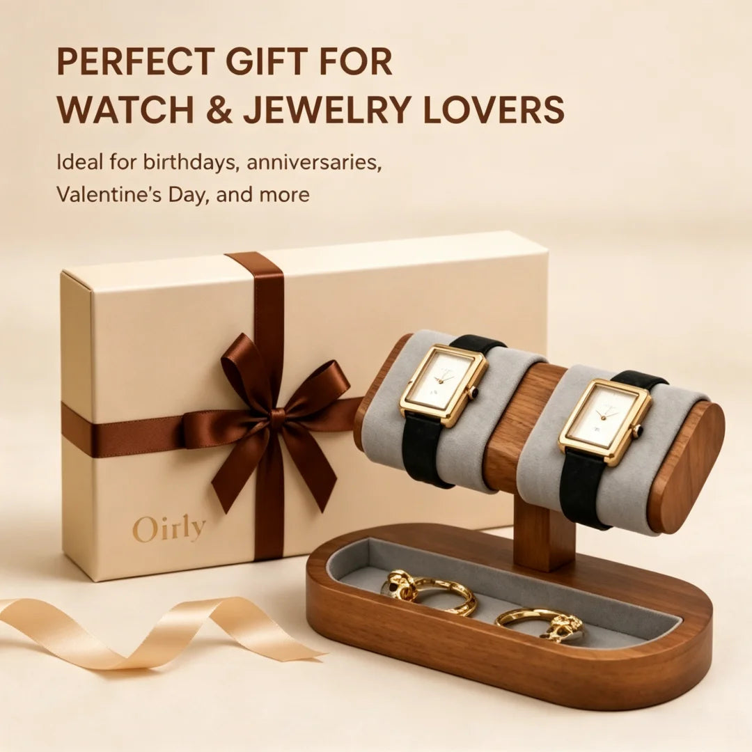 Oirlv Wooden Watch Display Stand And Jewelry Organizer Rack