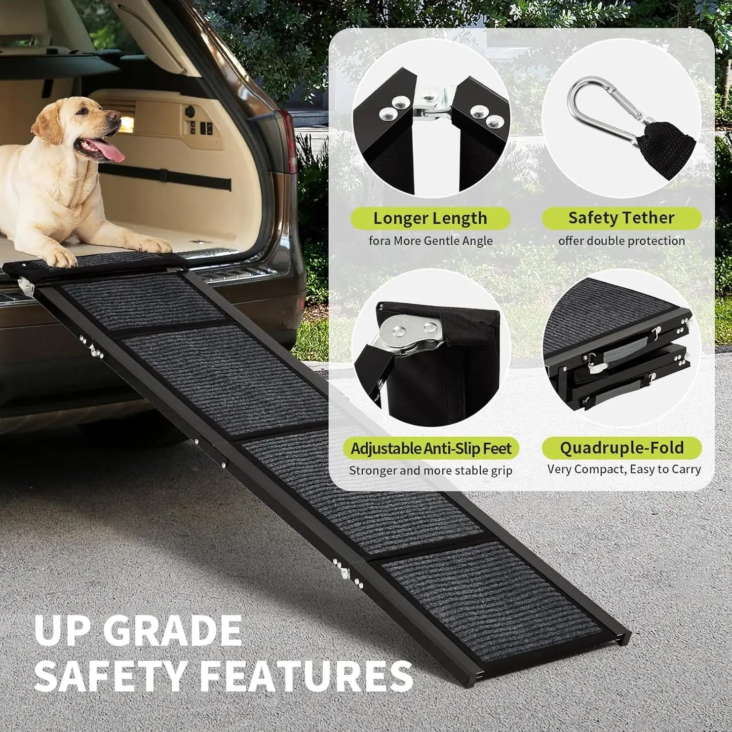 HiMISS Upgraded Dog Ramp for Cars with Non Slip Surface