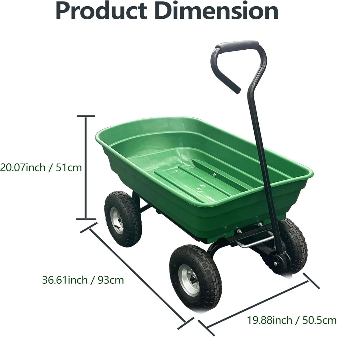 HiMISS Garden Cart Heavy Duty Utility Wheelbarrow with Stand