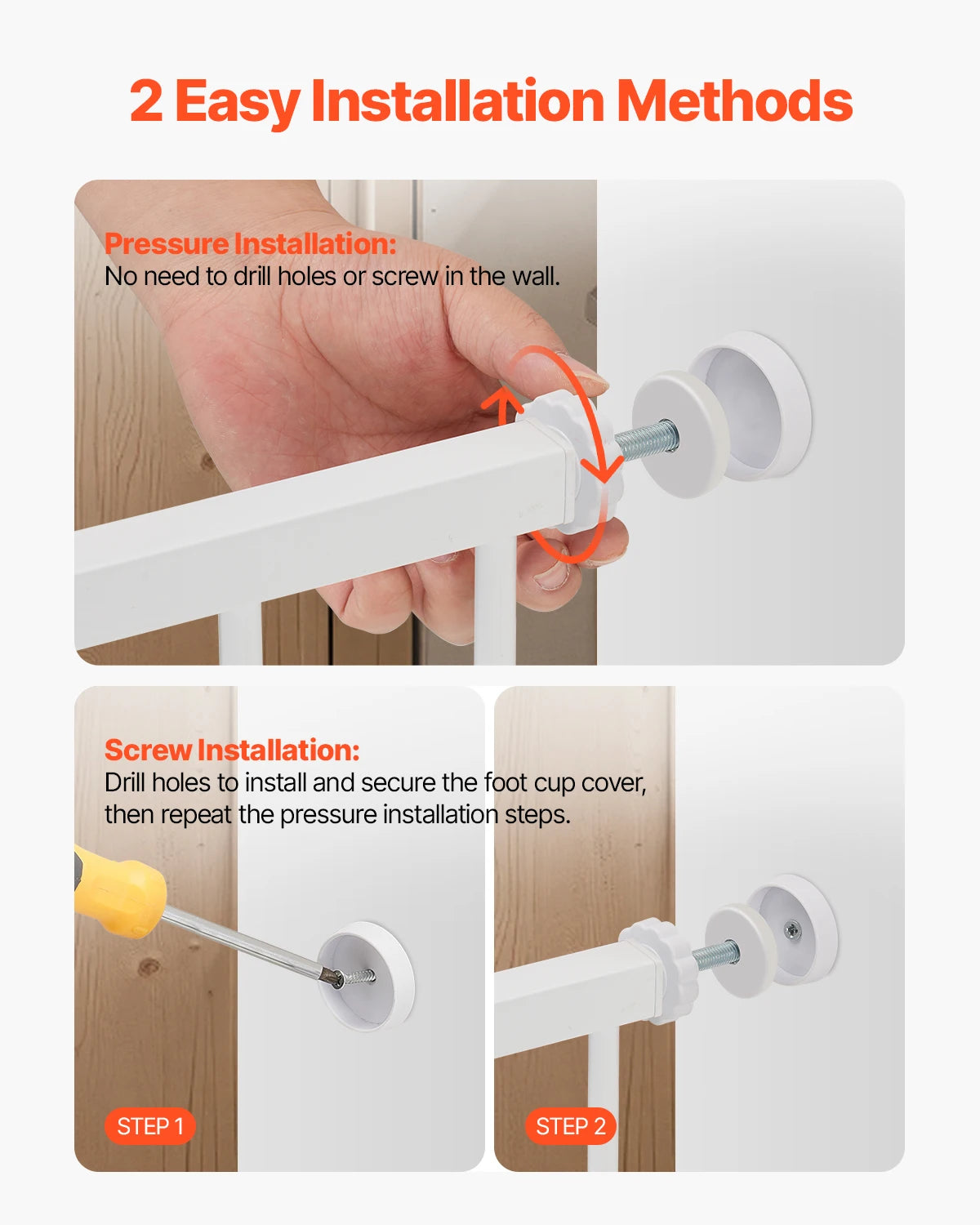 SucceBuy Baby Gate Pressure Mount Walk Through For Kids Pets