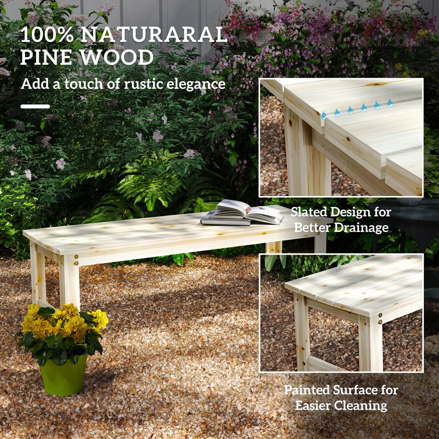 Outsunny Wooden Outdoor Garden Bench For Patio Seating
