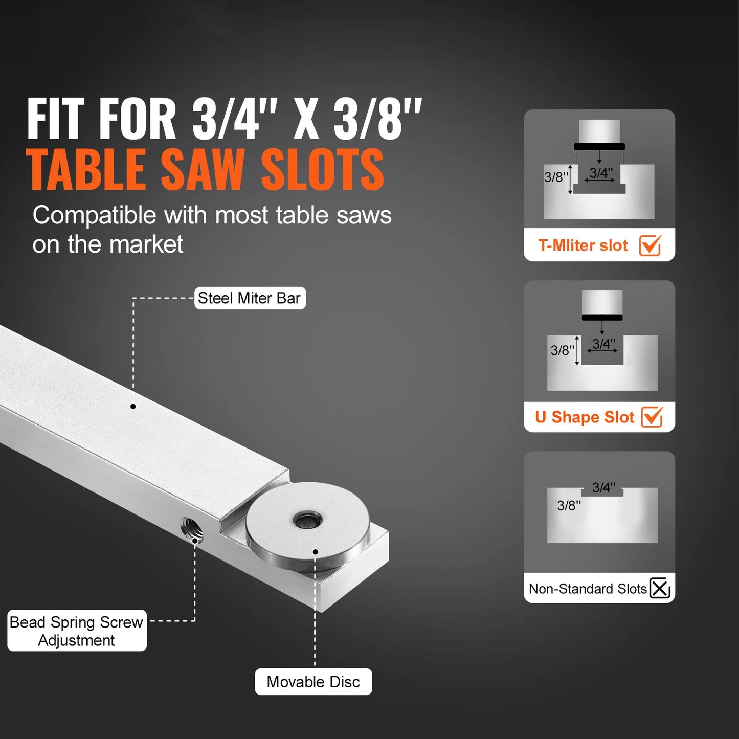 SucceBuy Precision Miter Gauge With 15 Angle Stops