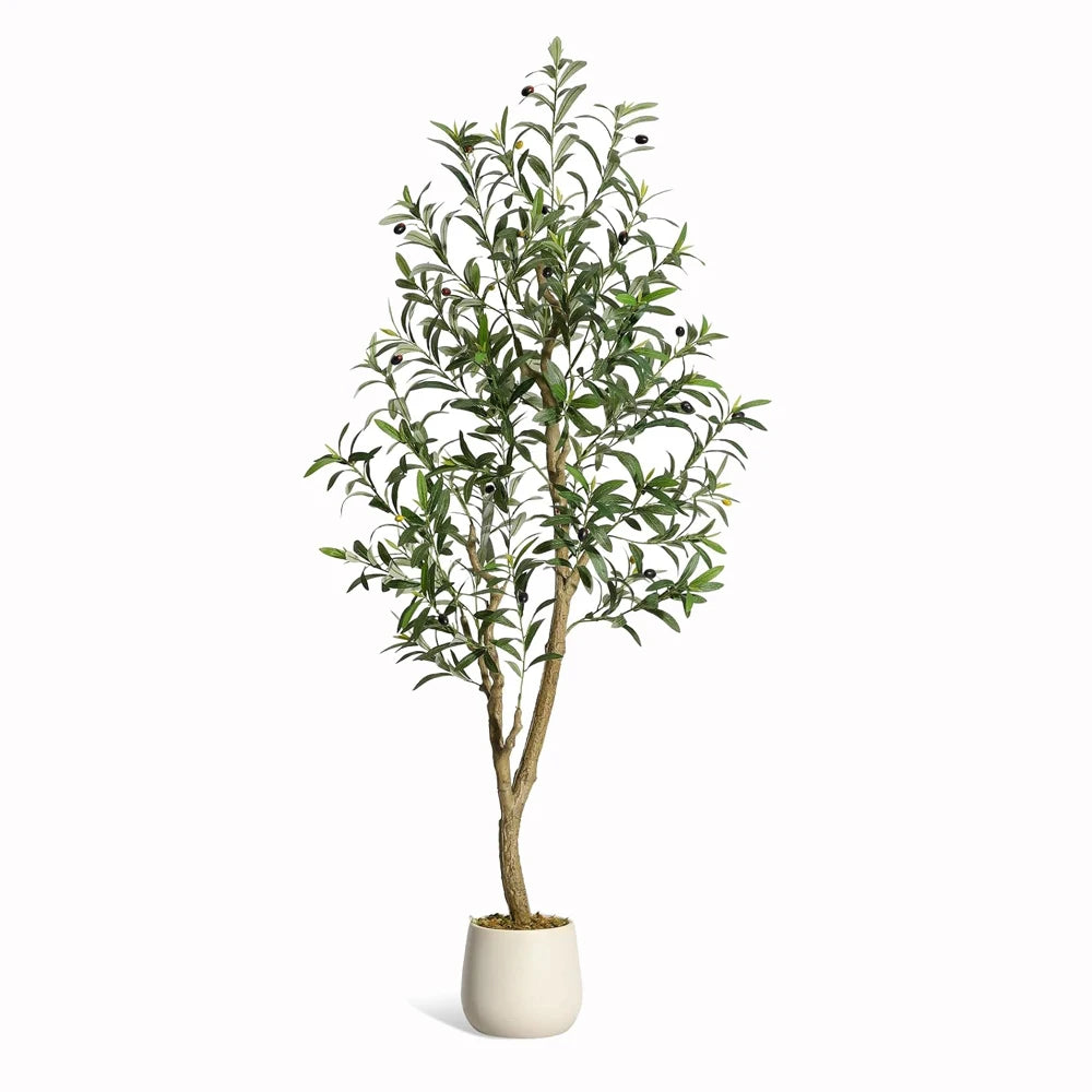 Himiss Artificial Olive Tree With White Planter