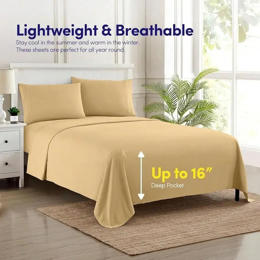 Extra Soft Deep Pocket Bed Sheet Set With Elastic Corners