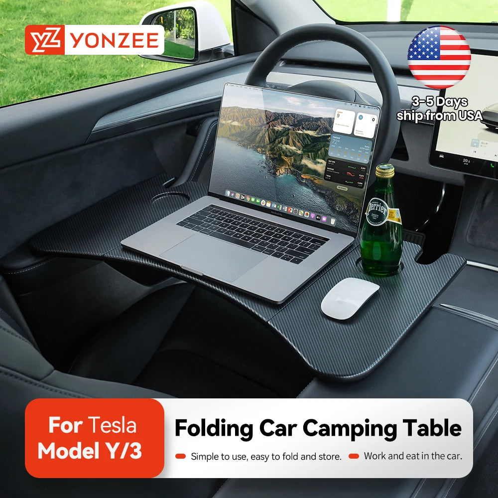 YZ Tesla Steering Wheel Laptop Tray Desk For Model 3