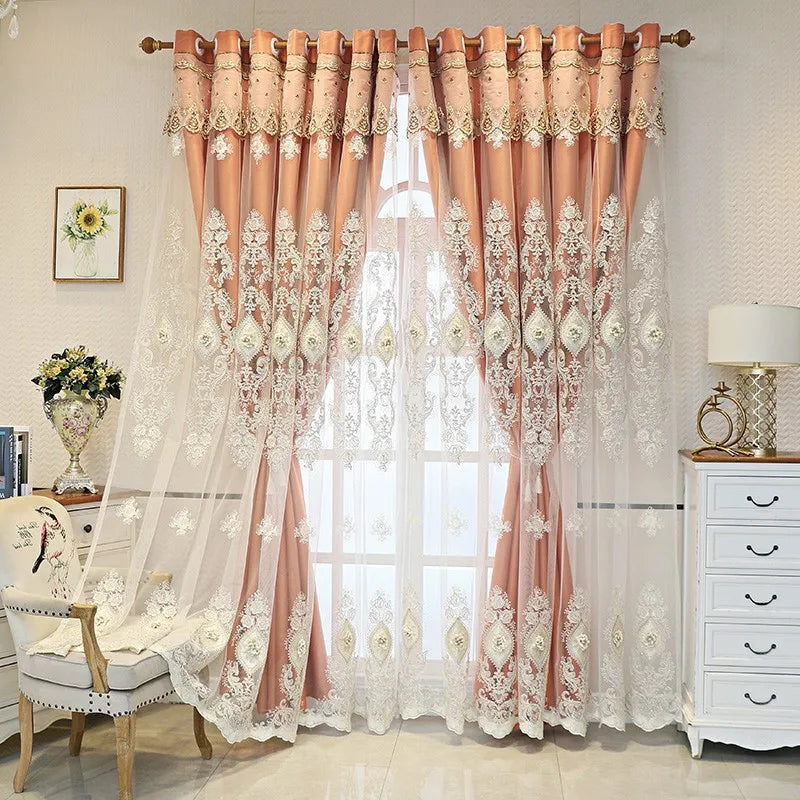 Luxury Vintage Embroidered Curtains With Dual Layer Light Control