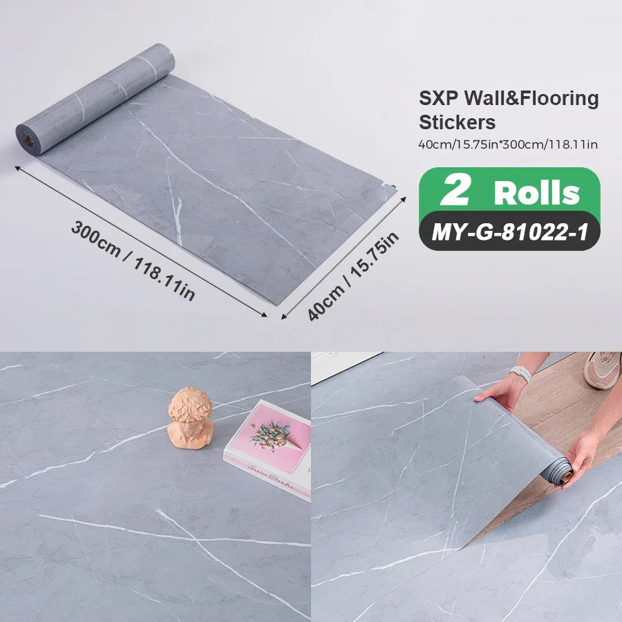 Self-Adhesive Wall and Floor Sticker Wood Grain Marble Design Wallpaper