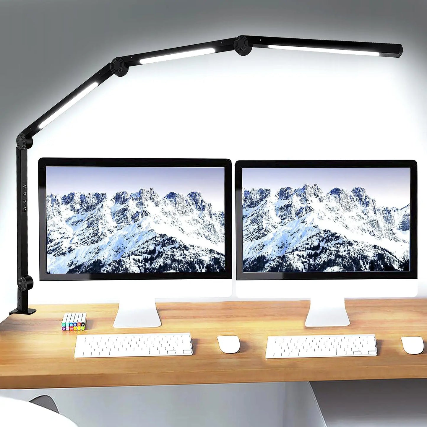 LED Adjustable Desk Lamp Clamp Swing 4 Modes 5 Brightness