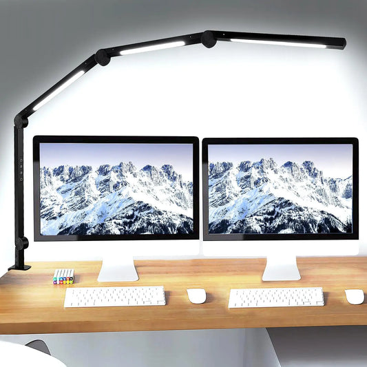 LED Adjustable Desk Lamp Clamp Swing 4 Modes 5 Brightness