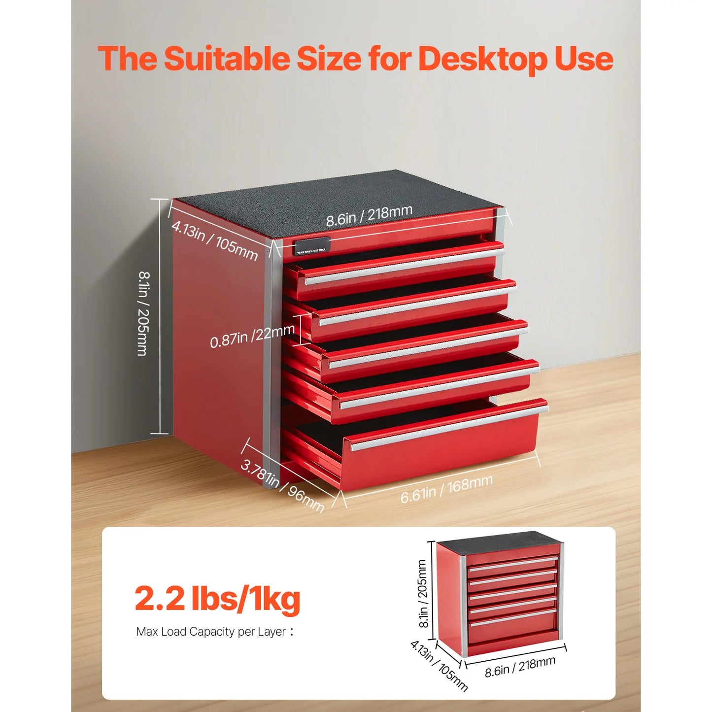 SucceBuy Portable Metal Tool Box Five Drawer Storage System