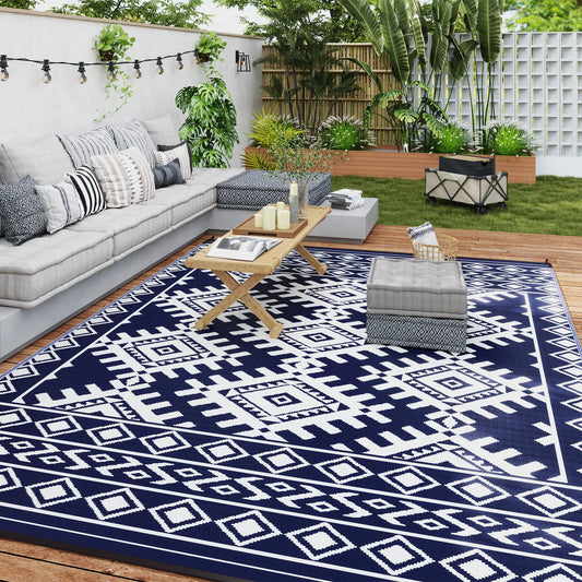 Modern Geometric Polypropylene Outdoor Area Rug For Patio