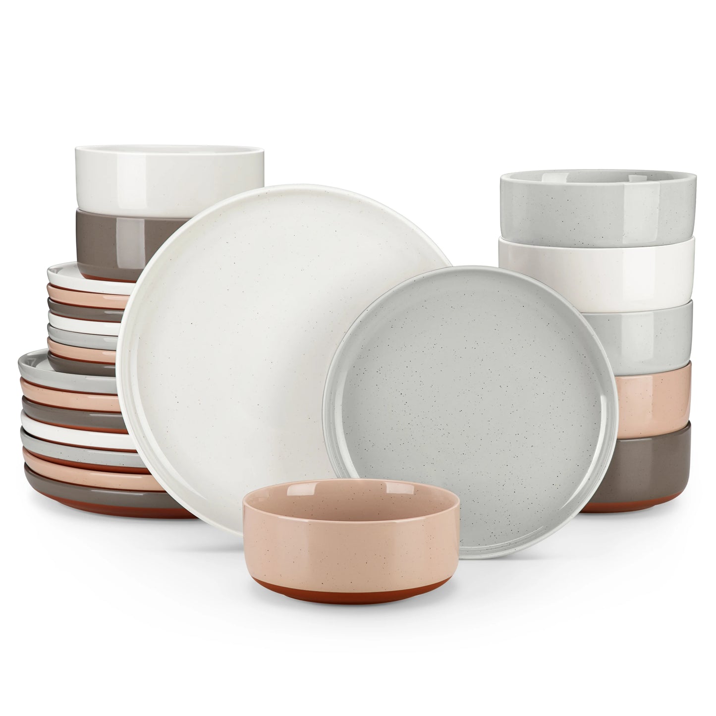 MALACASA Tara Stoneware Dinnerware Set With Curved Edge