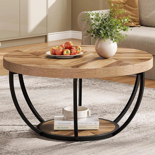 Little Tree Marble Coffee Table With Metal Legs Open Storage