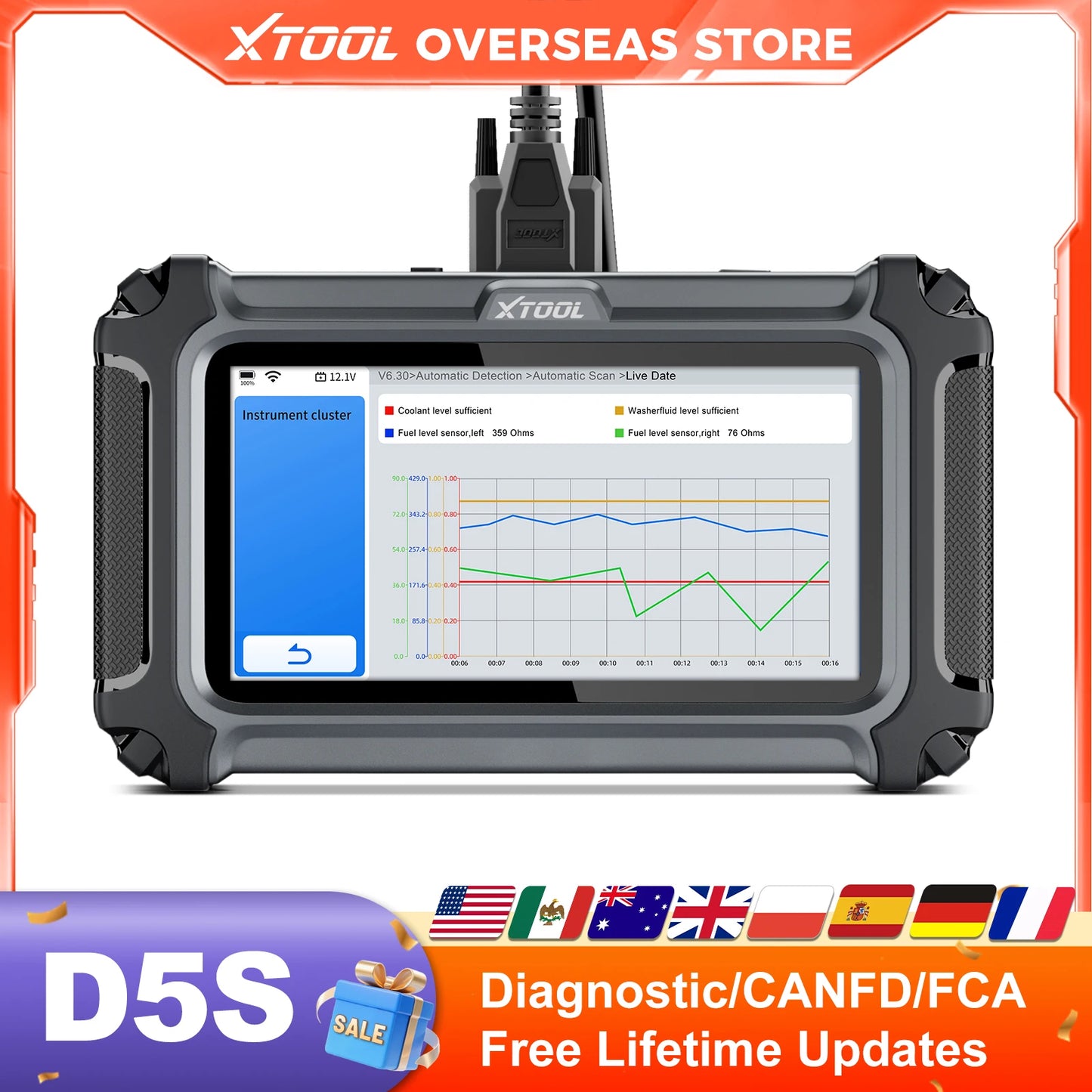 XTOOL D5S Car Diagnostic Tool 5 System OBD2 Scanner