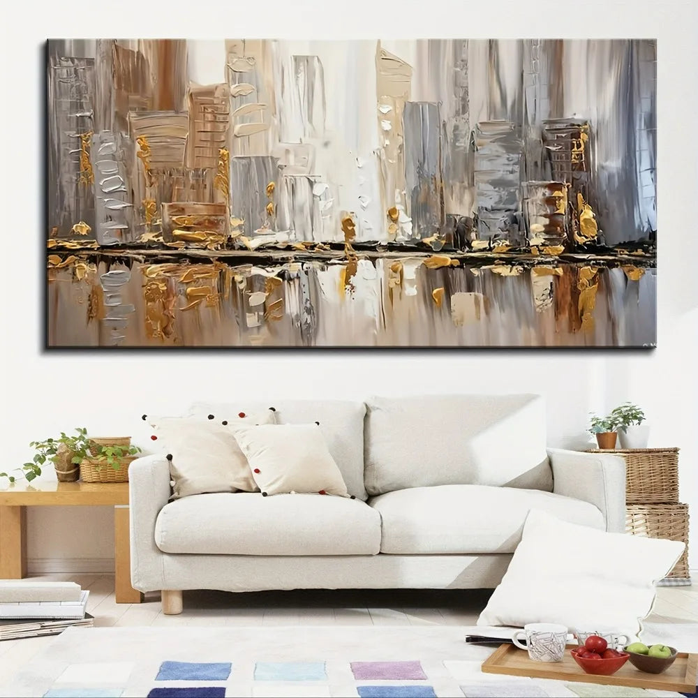 Abstract Oil Painting On Pine Frame In Art Deco Style