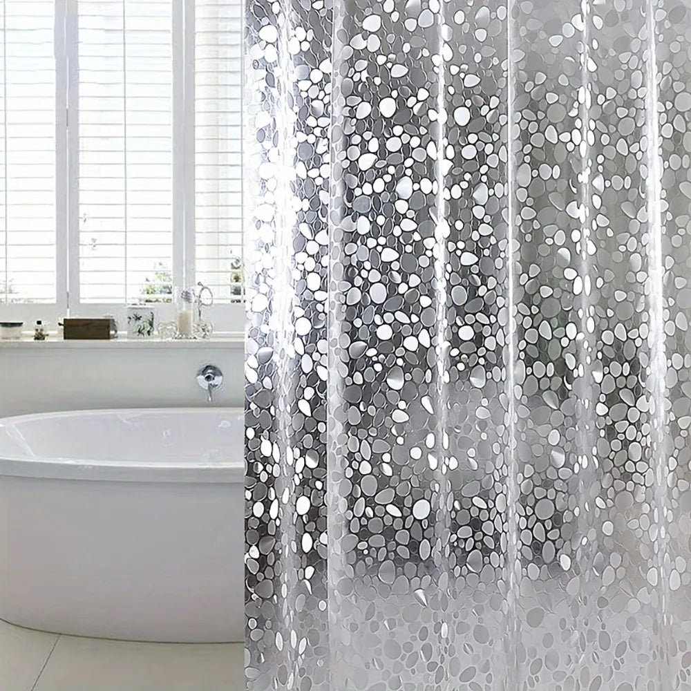 Pebble Pattern Heavy-Duty Shower Curtain Liner With Magnets PEVA