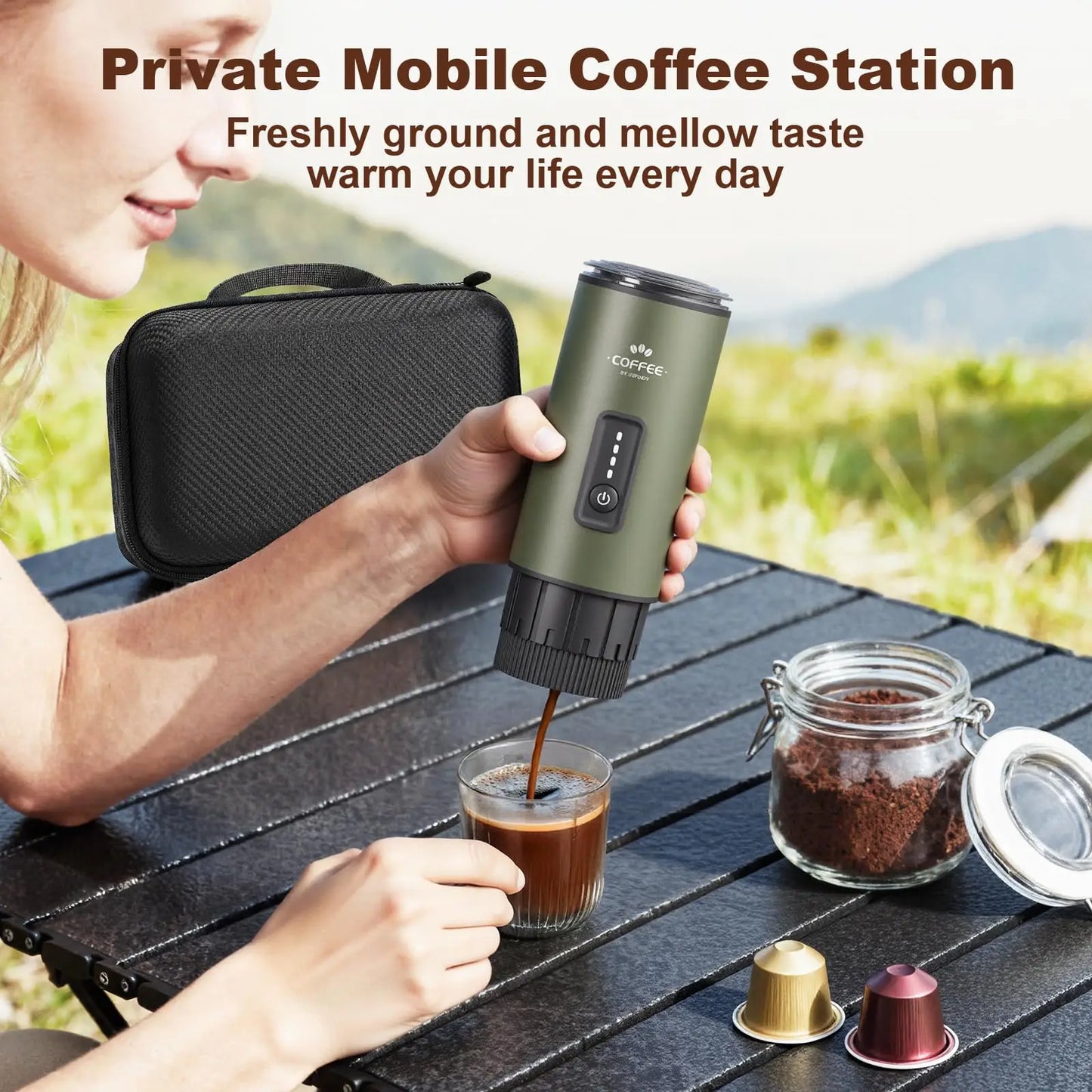 Portable Stainless Steel Self Heating Espresso Maker For Travel