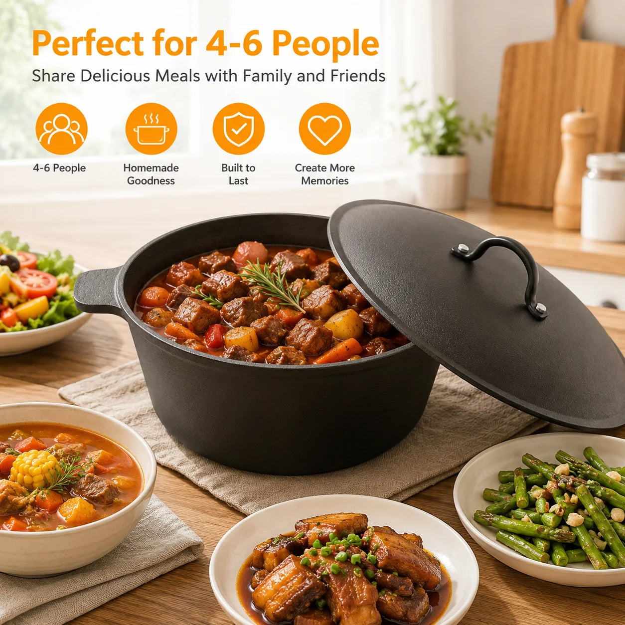 HANSMART Lightweight Cast Iron Dutch Oven Nonstick Cookware