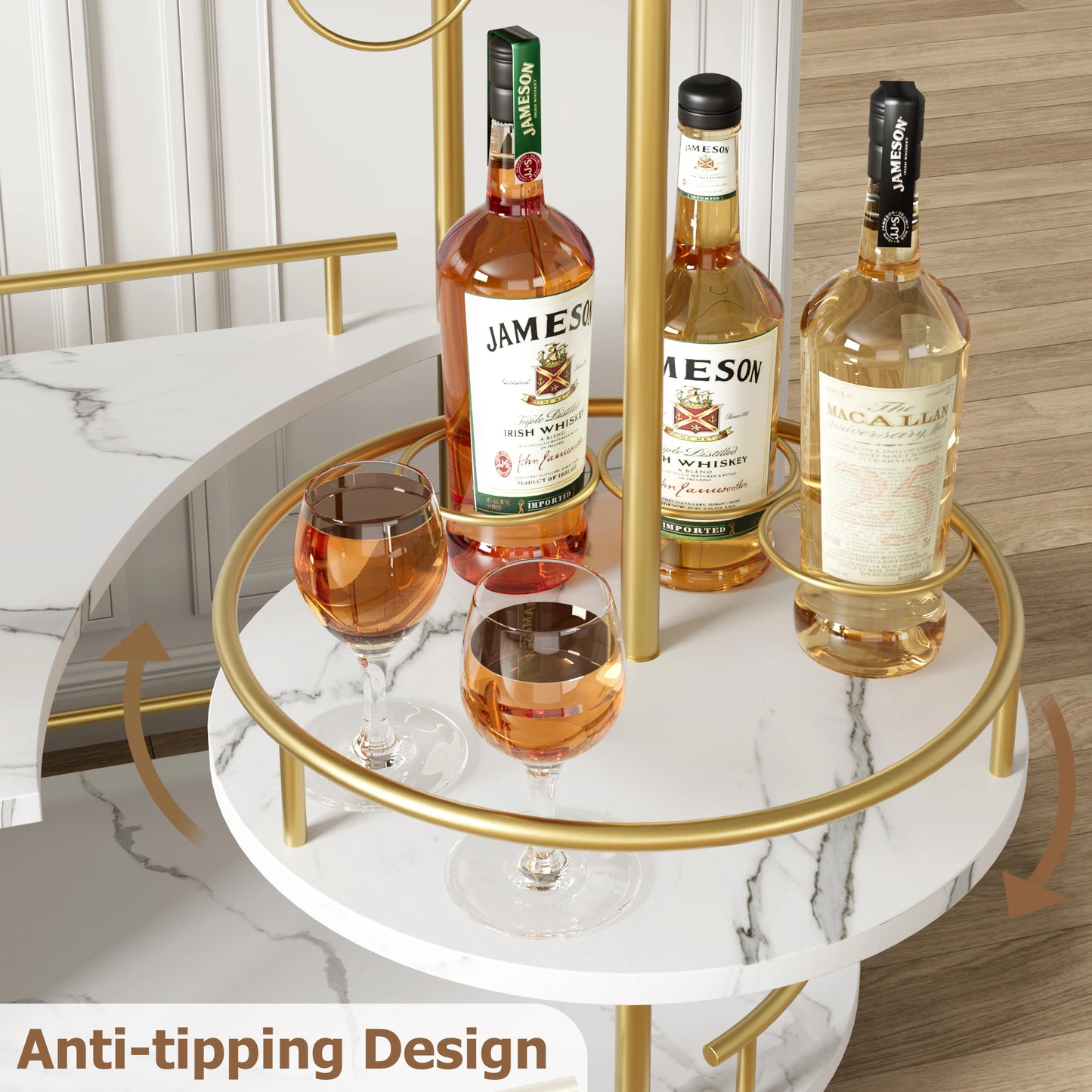 TWISTER.CK Bar Cart With 4-Tier Storage On Wheels Wine Rack