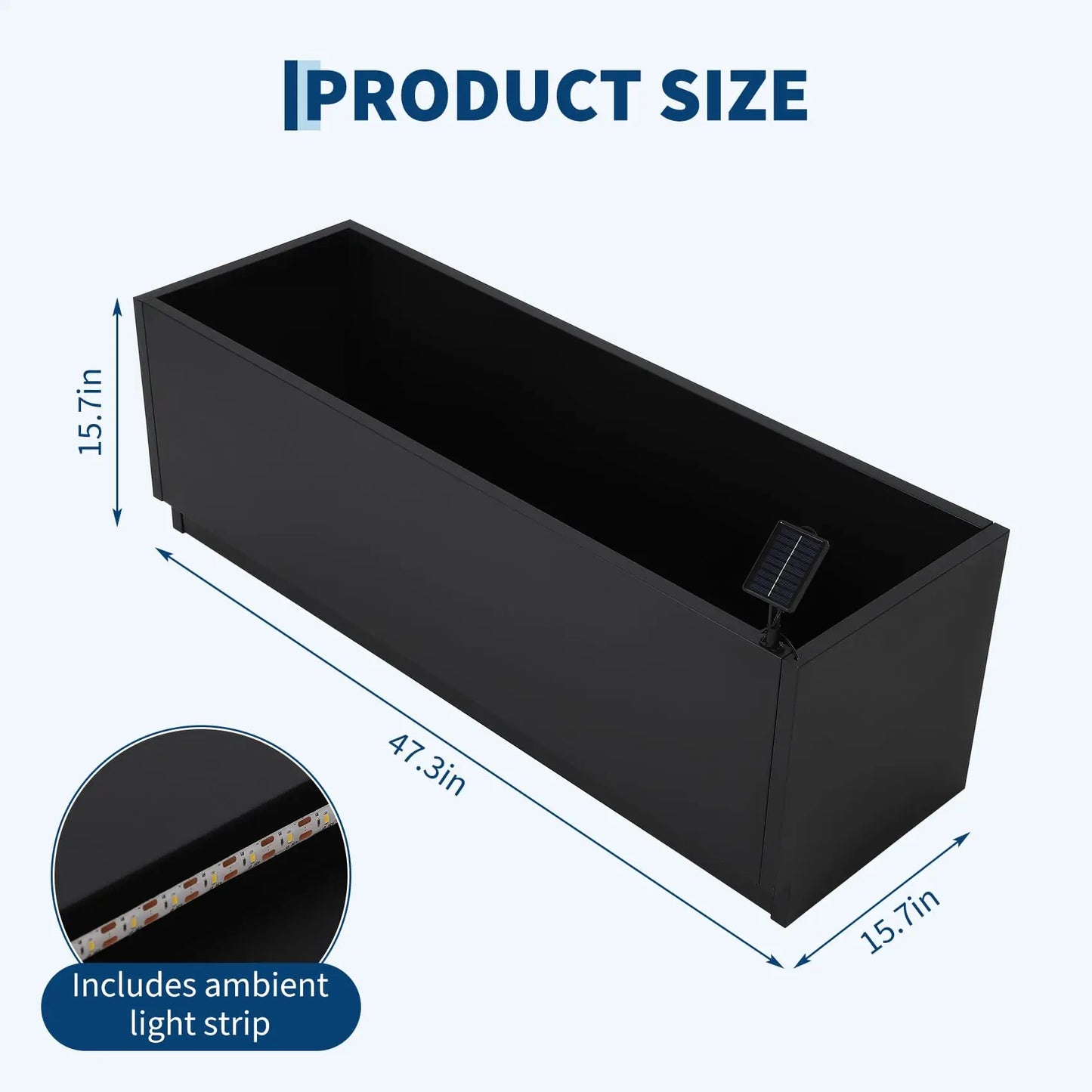 HiMISS Led Metal Planter Box With Light Strips
